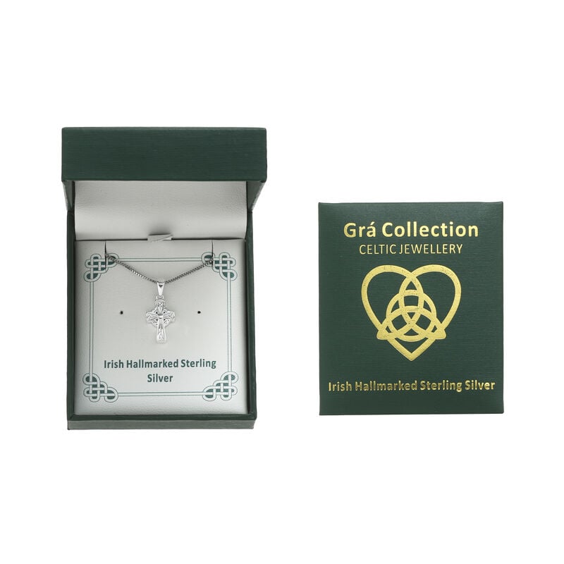 Grá Collection Plain Silver Celtic Cross Pendant Sterling Silver
